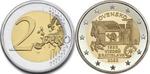 Slovakia 2 euro 2023 - 200th anniversary of the start of the horse-drawn express mail coach service between Vienna and Bratislava